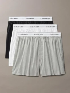 Calvin Klein Black/White/Grey 3 Pack Slim Fit Boxers - Icon Cotton Stretch^ Underwear|Underwear