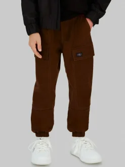 Calvin Klein Jeans Relaxed Sateen Cargo Brown Trousers^BOY Pants & Chinos