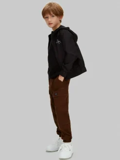 Calvin Klein Jeans Relaxed Sateen Cargo Brown Trousers^BOY Pants & Chinos