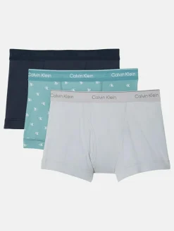 Online Calvin Klein Cotton Jersey Boxer Trunks 3 Pack Navy/Blue All Over Print/Grey
