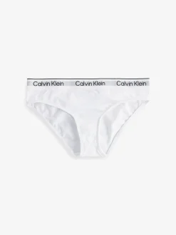 Calvin Klein White 3 Pack Girls Bikini Briefs Icon Cotton Stretch^ Underwear