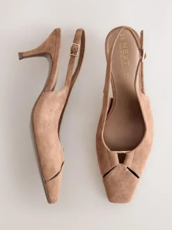 Next Leather Cutout Hardware Detail Slingback Heels^Women Heels