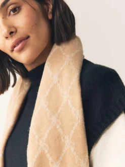 Next Premium Made in Italy Jacquard Monogram 100% Wool Midweight Scarf^Women Hats, Gloves & Scarves|Hats, Gloves & Scarves