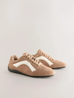 Sale Next Forever Comfort® Leather Slimsole Lace-Up Trainers Camel Suede