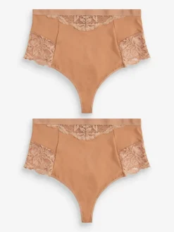 Online Next Tummy Control Light Shaping High Waist Thongs 2 Pack Caramel Nude
