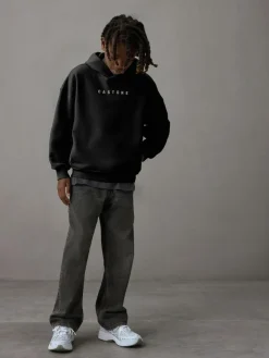 Online Castore Logo Oversized Heavyweight Cotton Hoodie Black/White