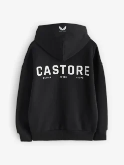 Online Castore Logo Oversized Heavyweight Cotton Hoodie Black/White