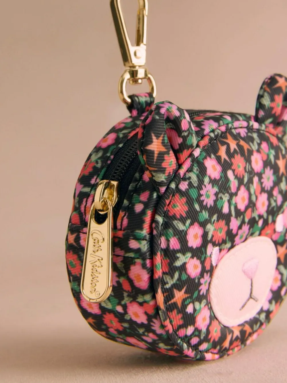 Sale Cath Kidston Bear Clip On Purse Black Folding Star Ditsy