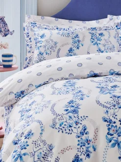 New Cath Kidston 180 Thread Count Duvet Cover and Pillowcase Set Blue Road Floral