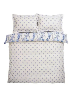 New Cath Kidston 180 Thread Count Duvet Cover and Pillowcase Set Blue Road Floral
