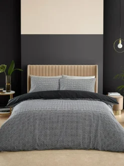 Catherine Lansfield Black Artemis Greek Key Reversible Duvet Cover Set^ Branded Bedlinen