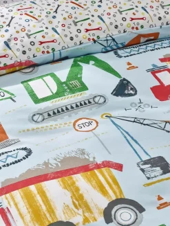 Best Catherine Lansfield Blue Digger Dreams Reversible Duvet Cover Set