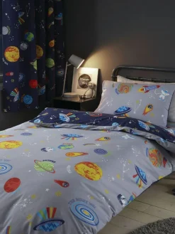 Clearance Catherine Lansfield Blue Lost In Space Reversible Duvet Cover Set