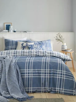 Catherine Lansfield Kelso Check Easy Care Duvet Cover and Pillowcase Set Blue