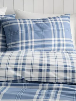 Catherine Lansfield Kelso Check Easy Care Duvet Cover and Pillowcase Set Blue