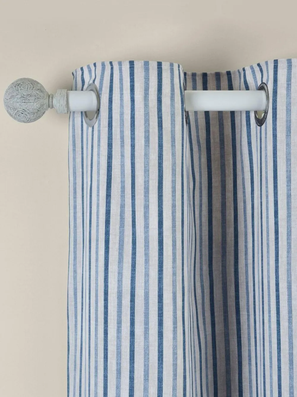 Catherine Lansfield Logan Stripe Lined Eyelet Curtains^ Curtains & Blinds