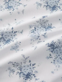 Catherine Lansfield Blue Lucie Floral Frill Reversible Duvet Cover Set^ Branded Bedlinen