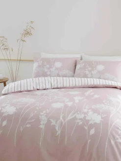 Catherine Lansfield Blush Pink Meadowsweet Floral Reversible Duvet Cover Set