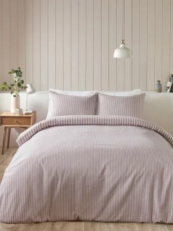 Catherine Lansfield Reversible Supersoft 100% Brushed Cotton Stripe Duvet Cover Set^ Branded Bedlinen