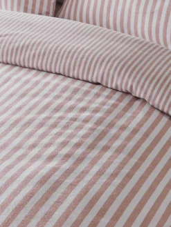 Catherine Lansfield Reversible Supersoft 100% Brushed Cotton Stripe Duvet Cover Set^ Branded Bedlinen
