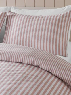 Catherine Lansfield Reversible Supersoft 100% Brushed Cotton Stripe Duvet Cover Set^ Branded Bedlinen