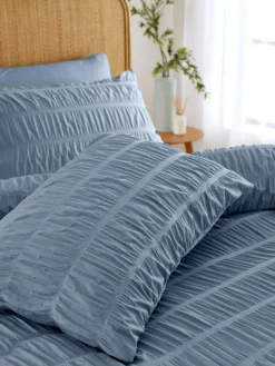 Catherine Lansfield Seersucker Easy Care Duvet Cover Set^ Branded Bedlinen