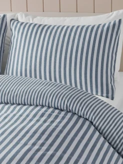 Catherine Lansfield Reversible Supersoft 100% Brushed Cotton Stripe Duvet Cover Set^ Branded Bedlinen