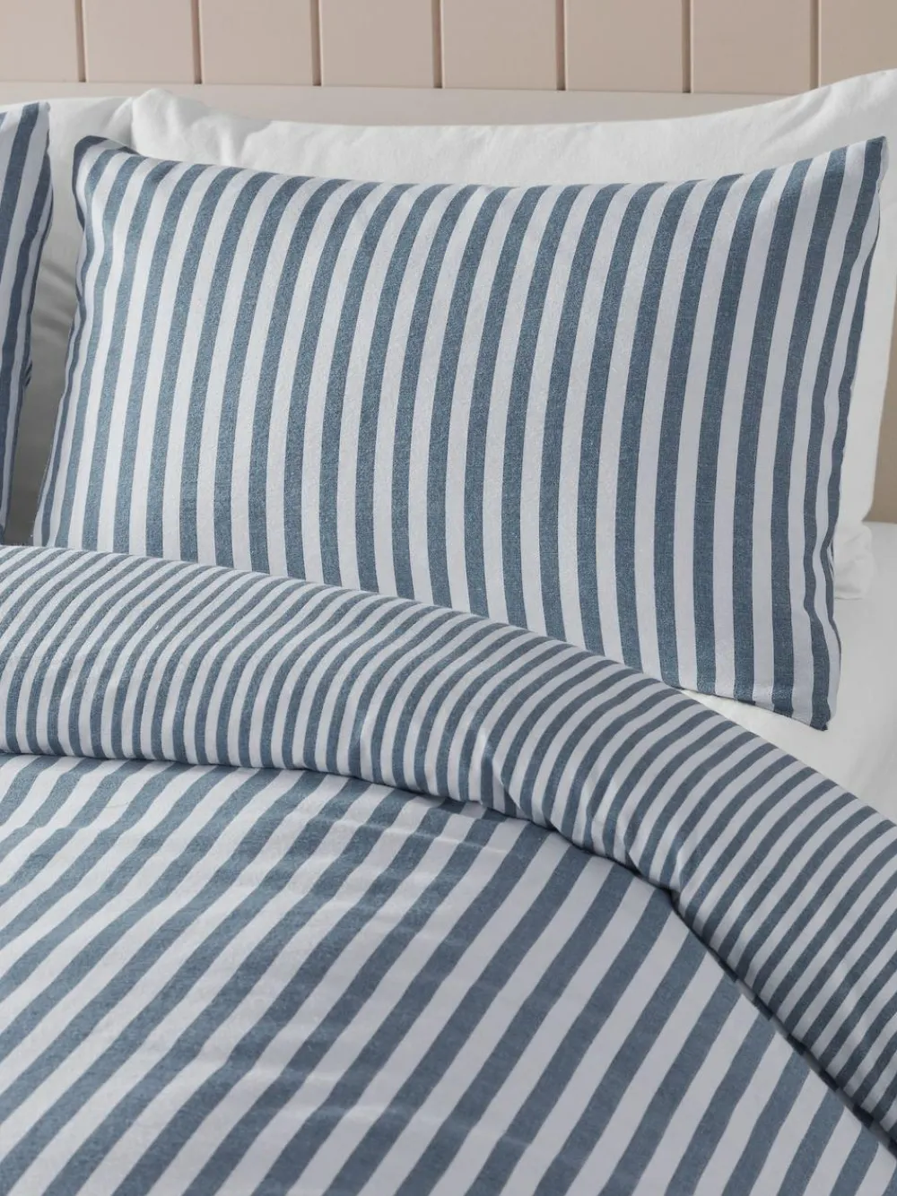 Catherine Lansfield Reversible Supersoft 100% Brushed Cotton Stripe Duvet Cover Set^ Branded Bedlinen