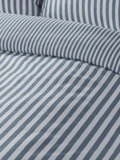 Catherine Lansfield Reversible Supersoft 100% Brushed Cotton Stripe Duvet Cover Set^ Branded Bedlinen