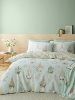 Catherine Lansfield Green Spring Gonks Reversible Duvet Cover Set^ Branded Bedlinen