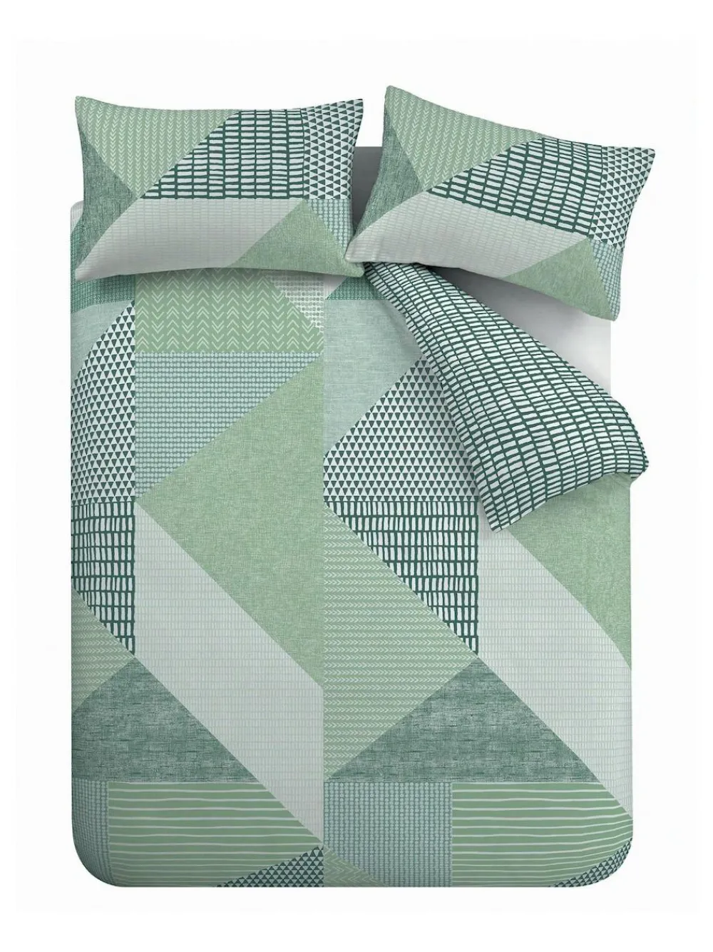 Discount Catherine Lansfield Green Larsson Geo Duvet Cover and Pillowcase Set