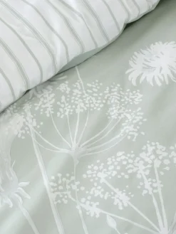 Catherine Lansfield Green/White Meadowsweet Floral Reversible Duvet Cover Set^ Branded Bedlinen|Bedsets & Duvet Covers