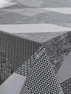 Best Catherine Lansfield Larsson Geo 100% Cotton Table Cloth Grey