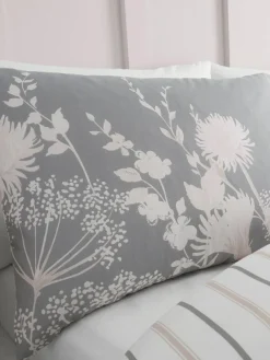 Best Catherine Lansfield Grey Meadowsweet Floral Reversible Duvet Cover Set