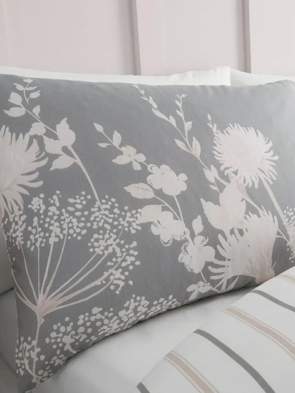 Best Catherine Lansfield Grey Meadowsweet Floral Reversible Duvet Cover Set