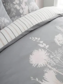Best Catherine Lansfield Grey Meadowsweet Floral Reversible Duvet Cover Set