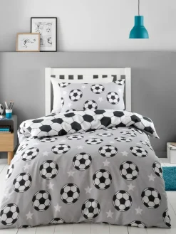 Online Catherine Lansfield Grey Supersoft 100% Brushed Cotton Football Duvet Cover Set
