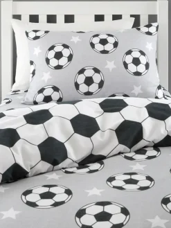 Online Catherine Lansfield Grey Supersoft 100% Brushed Cotton Football Duvet Cover Set