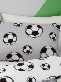 Catherine Lansfield Grey Spot Football Cosy Fleece Reversible Duvet Cover Set^ Branded Bedlinen