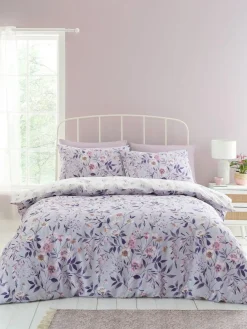 Best Catherine Lansfield Isadora Floral Reversible Duvet Cover Set Lilac