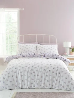 Best Catherine Lansfield Isadora Floral Reversible Duvet Cover Set Lilac
