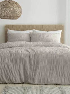 Online Catherine Lansfield Seersucker Easy Care Duvet Cover Set Natural