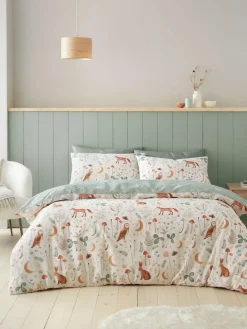 Clearance Catherine Lansfield Enchanted Twilight Animals Duvet Cover and Pillowcase Set Natural