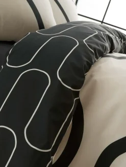 Online Catherine Lansfield Linear Curve Geo Duvet Cover Set Natural