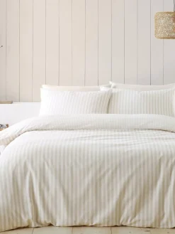 Catherine Lansfield Supersoft 100% Brushed Cotton Stripe Duvet Cover Set^ Branded Bedlinen