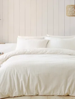 Catherine Lansfield Supersoft 100% Brushed Cotton Stripe Duvet Cover Set^ Branded Bedlinen