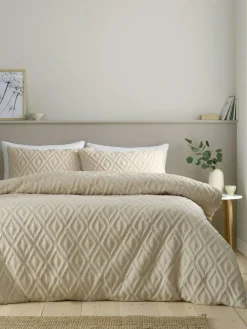 Hot Catherine Lansfield Jacob Geo Soft Touch Non-Iron Duvet Cover Set Natural