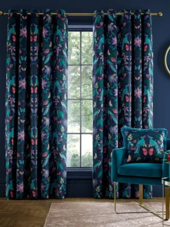 Catherine Lansfield Navy Blue Curtains^ Curtains & Blinds