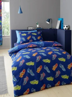 Outlet Catherine Lansfield Navy Blue Bright Football Reversible Duvet Cover Set