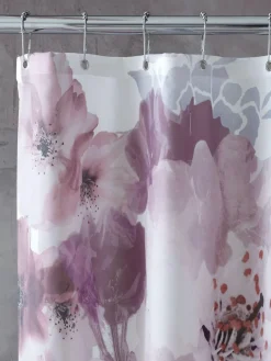 New Catherine Lansfield Pink Dramatic Floral Shower Curtains